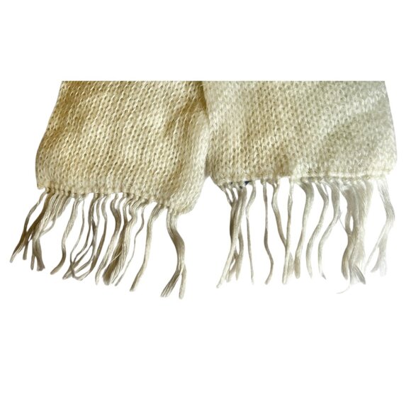 Vintage Hansen Cream Knitted Scarf With Fringe Ends 59”x6.25” Acrylic Blend OS - Picture 10 of 10